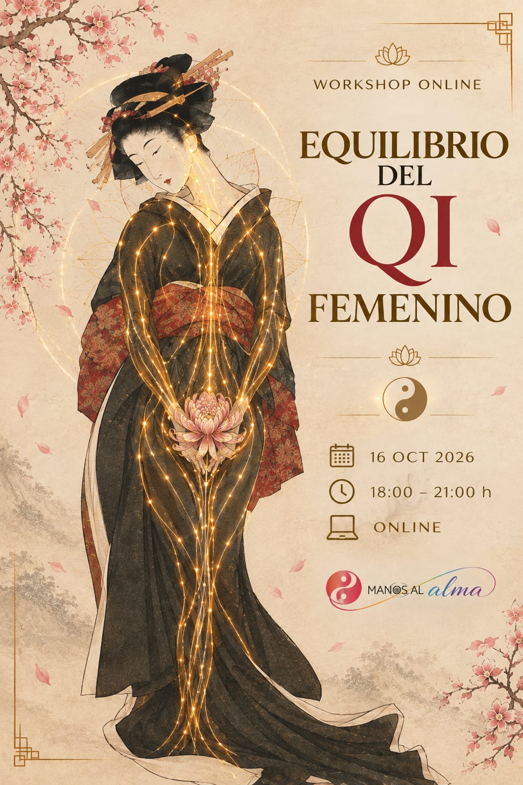 Cartel del Workshop Online Equilibrio del Qi Femenino