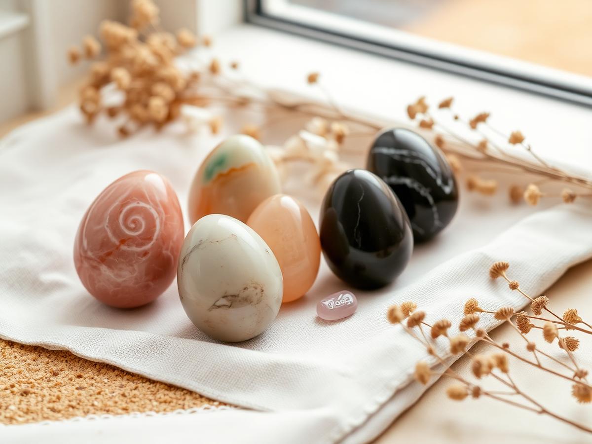 Huevos yoni de distintos minerales